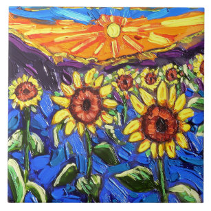 Die Sonnenblumen im Sunset Tile Fliese