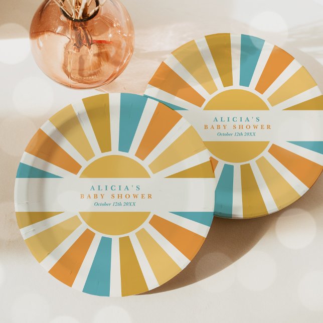 Die sonnengelbe Babydusche kommt hier. Pappteller (Von Creator hochgeladen)