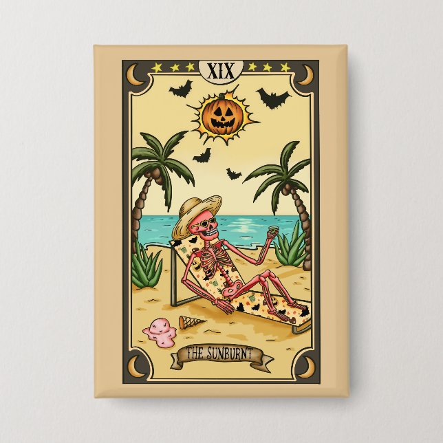 Die Sonnenverbrannte | Lustiger Tarot-Cad-Button Button (Vorderseite)