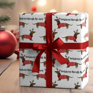 Die sonnige Dackel durch das Schneeschloss Geschenkpapier