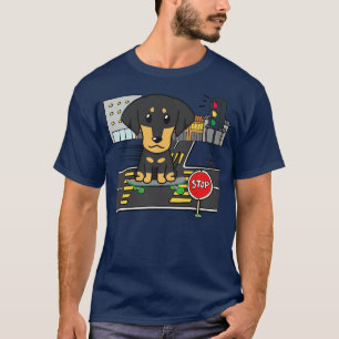 Die sonnige Dackel ist auf einem Skateboard T-Shirt