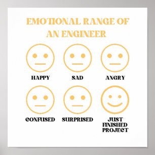 Die sonnige emotionale Reichweite eines Ingenieurs Poster