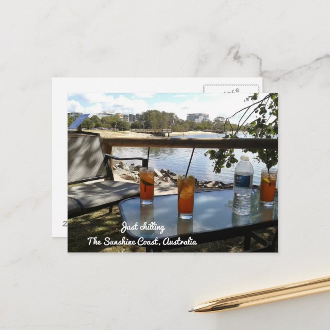 Die sonnige Küste Australiens gerade abkühlen Postkarte (Vorderseite/Rückseite Beispiel)