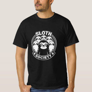 Die sonnige "Sloth Society" Schwarz-Weiß-Minimalis T-Shirt