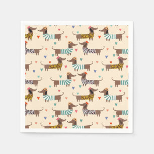 Die sonnigen Dackeln in Hats und Sweatern Serviette