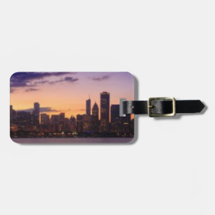 Die sonnigen Set über der Skyline von Chicago Gepäckanhänger