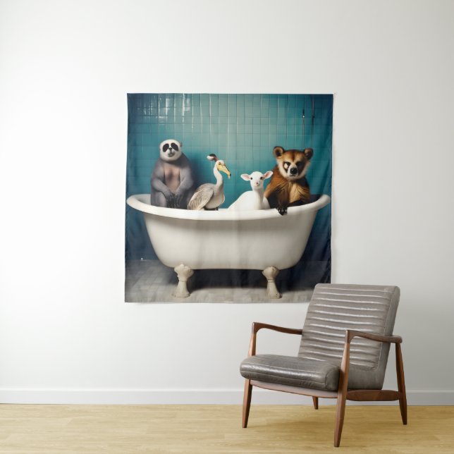 Die sonnigen Tiere im Badezimmer Wandteppich (Beispiel)