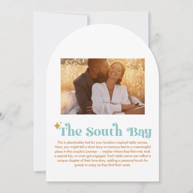 Die South Bay-Tischnummer Einladung (Vorderseite)