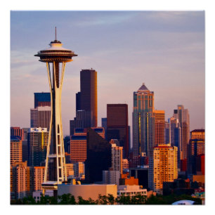 Die Space Needle ist ein Turm in Seattle Poster