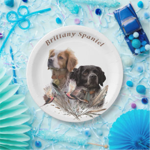 Die Spaniels der Bretagne, die Bretagne, Pappteller