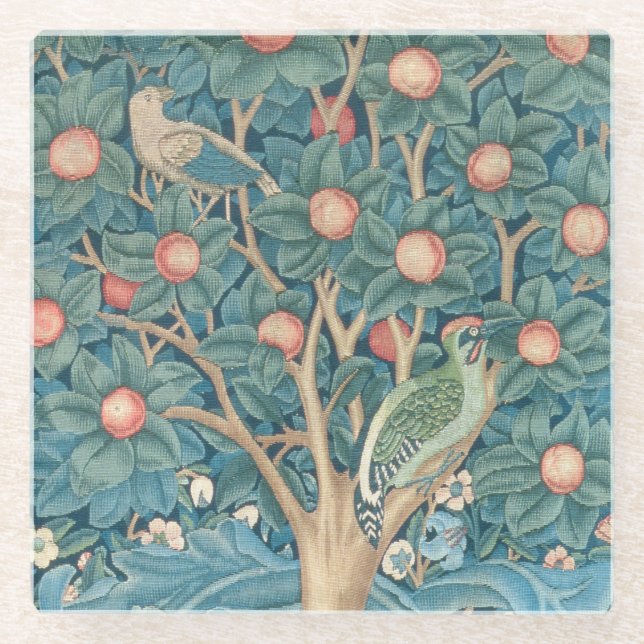 Die Specht-Tapisserie, Detail der Spechte Glasuntersetzer (Vorderseite)