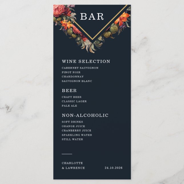 Die Speisekarte ist im Vintagen Stil gehalten Menükarte (Vorderseite)