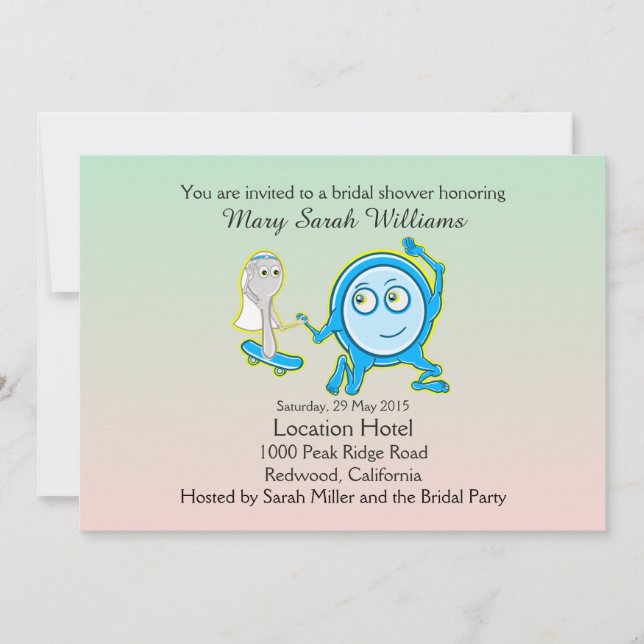 Die Speisekarte lief mit dem Löffel-Brautparty weg Einladung (Vorderseite)