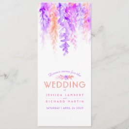 Die Speisekarte mit orangefarbenen Kaskaden und bl Menükarte