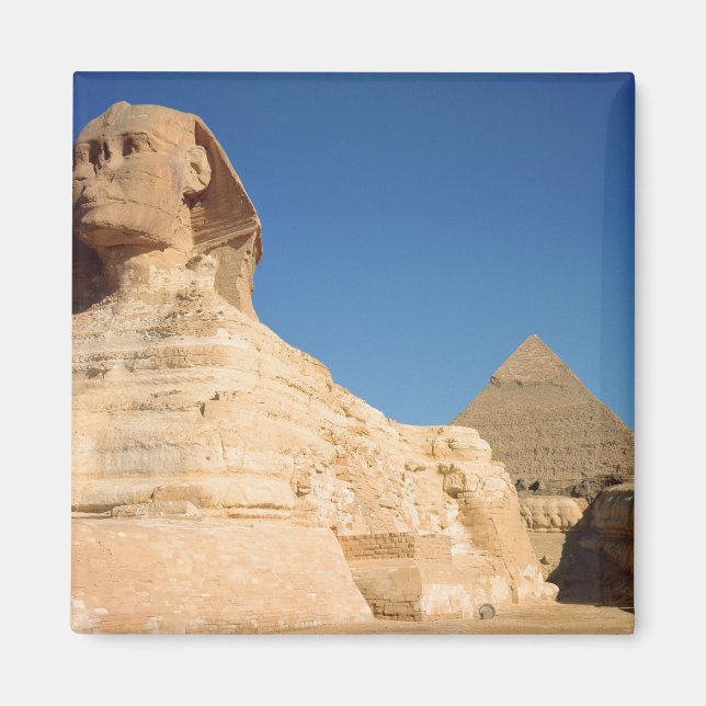 Die Sphinx und die Pyramide von Ghafre, Gizeh Magnet (Vorne)