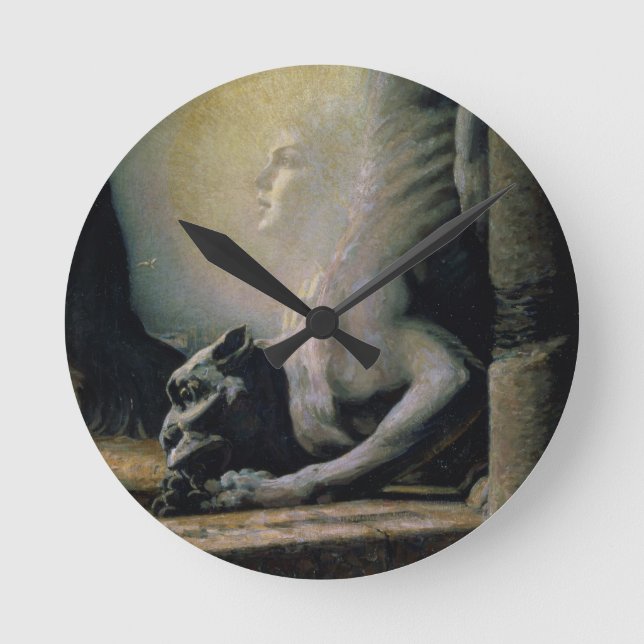 Die Sphinx und die Schimäre, 1906 (Öl auf Runde Wanduhr (Vorderseite)