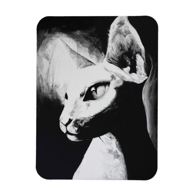 Die Sphynx Katzenwelse Schwarz-weiße Kunst Magnet (Vertikal)