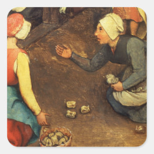 Die Spiele der Kinder: Detail eines Spielwerfens Quadratischer Aufkleber