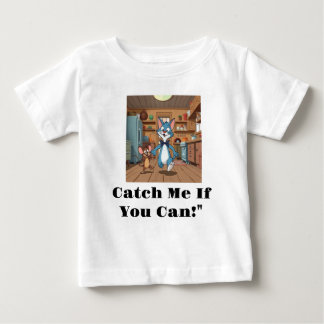 Die spielerische Blue Cat & Clever Maus | Vintager Baby T-shirt
