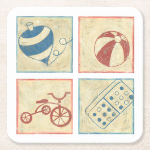 Die Spielwaren der Kinder durch Chariklia Zarris Rechteckiger Pappuntersetzer