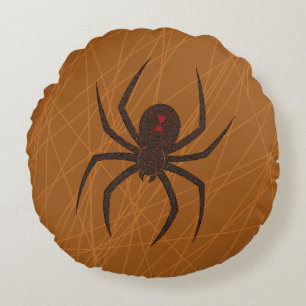 Die Spinne ist ein rundes Webkissen Kissen