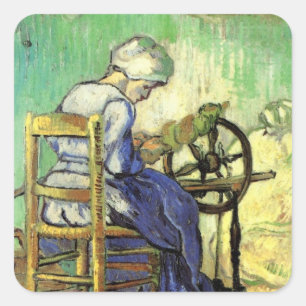Die Spinner von Vincent van Gogh Quadratischer Aufkleber