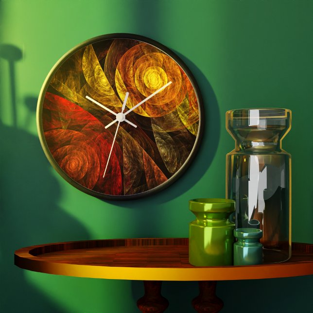 Die Spirale der Abstrakten Kunst des Lebens Große Wanduhr (Sun Flower Floral Modern Abstract Art Pattern Wall Clock)
