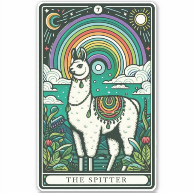 Die Spitter-Llama-Tarot-Karte Aufkleber (Vorderseite)