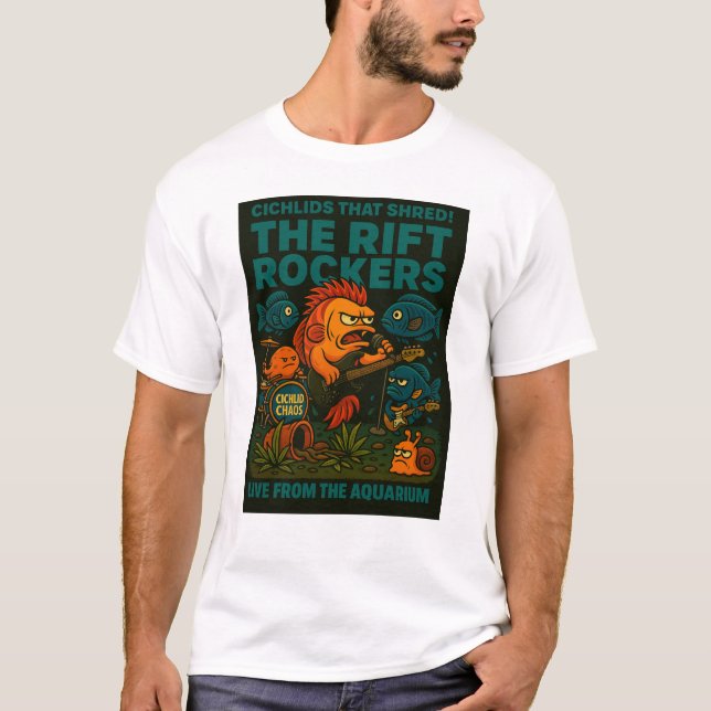 Die Splitterrockers | Funny Cichlid Band Aquarium T-Shirt (Vorderseite)
