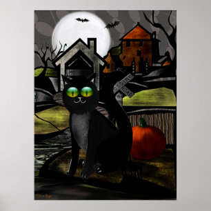 Die Spuk Hügel Folk Art HALLOWEEN Poster