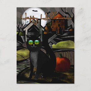 Die Spuk Hügel Folk Art HALLOWEEN Postkarte