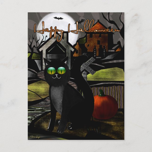 Die Spuk Hügel Folk Art HALLOWEEN Postkarte (Vorderseite)