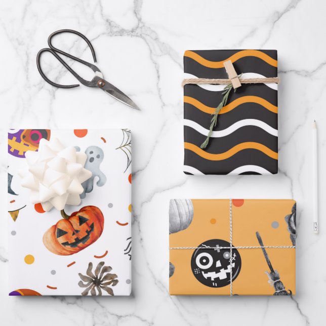DIE SPUK NACHT HALLOWEW GESCHENKPAPIER SET (Vorderseite)