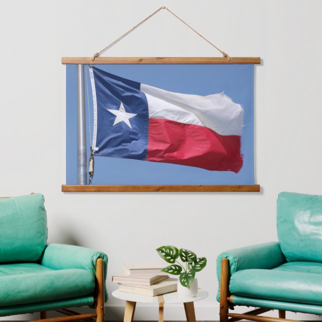 Die Staatsflagge von Texas Wandteppich Mit Holzrahmen (Wohnzimmer)