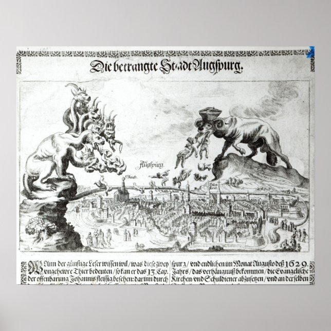 Die Stadt Augsburg gezwungen, katholische Poster (Vorne)