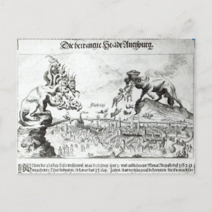 Die Stadt Augsburg gezwungen, katholische Postkarte