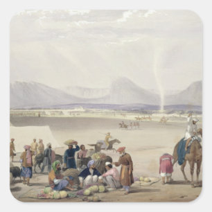 Die Stadt Candahar, von "Skizzen in Afghaunist Quadratischer Aufkleber