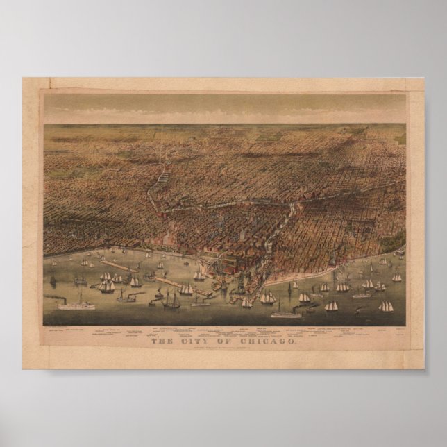 Die Stadt Chicago 1892 Reproduction Poster (Vorne)