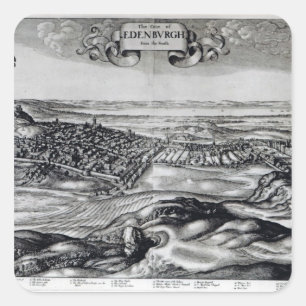 Die Stadt Edinburgh aus dem Süden Quadratischer Aufkleber