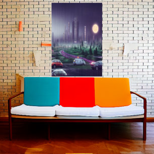 Die Stadt in der Nacht   AI Art Poster