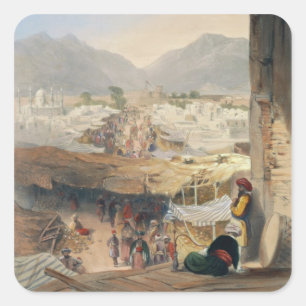 Die Stadt Kandahar, ihr Hauptbazar und die Zitadel Quadratischer Aufkleber