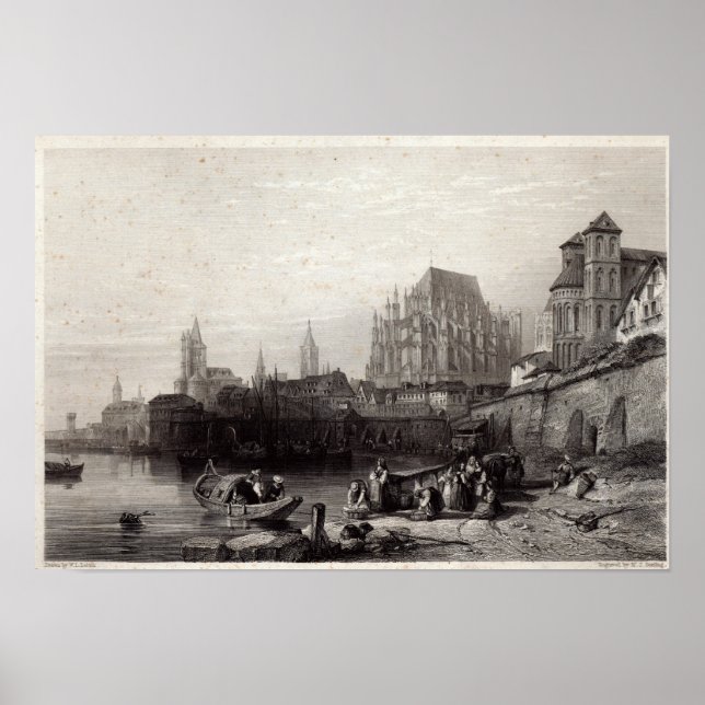 Die Stadt Köln, mit Gravur von M.J. Sterling Poster (Vorne)
