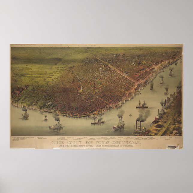 Die Stadt New Orleans Louisiana von 1885 Poster (Vorne)