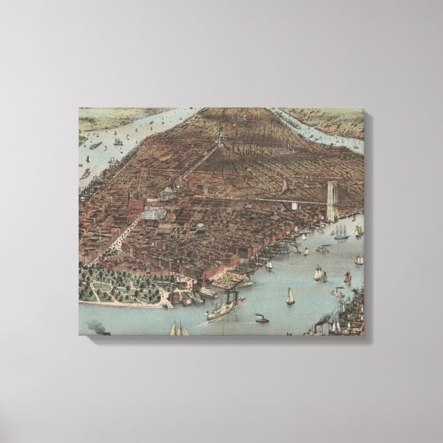 Die Stadt New York | 1883 (FarbLithographie) Leinwanddruck (Vorderseite)