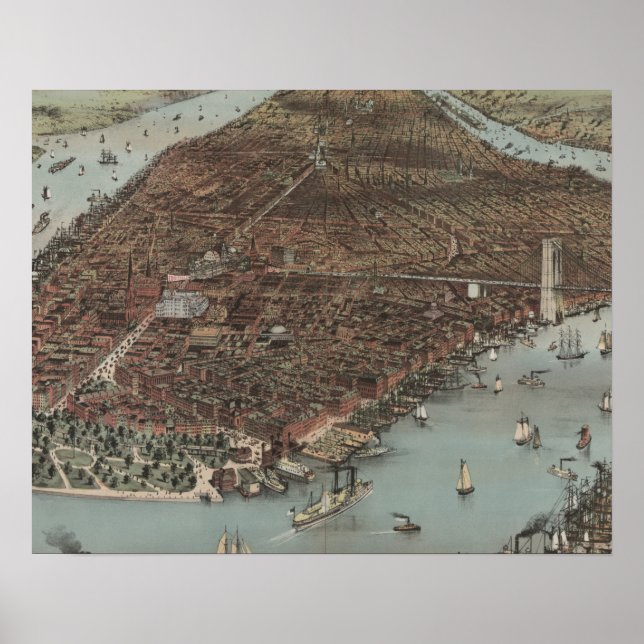 Die Stadt New York | 1883 (FarbLithographie) Poster (Vorne)