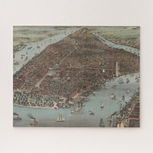 Die Stadt New York | 1883 (Farblithographie) Puzzle (Horizontal)