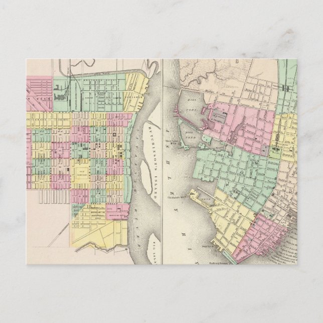 Die Stadt Savannah Georgia Postkarte (Vorderseite)