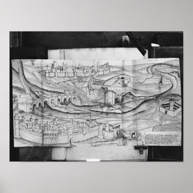 Die Stadt und das Dorf Carcassonne, 1462 Poster (Vorne)