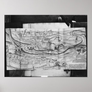 Die Stadt und das Dorf von Carcassonne, 1462 Poster