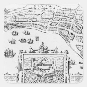 Die Stadt und die Plattform von Fayall Quadratischer Aufkleber
